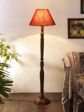 Maroon Jute Conical wooden floor lamp